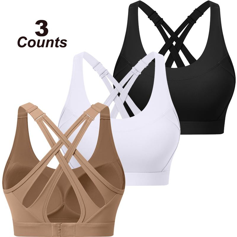 High Impact Sports Bra for Women โ High Support Molded Cups, Adjustable Straps & Back Closure, Cross, Workout & Running Bra