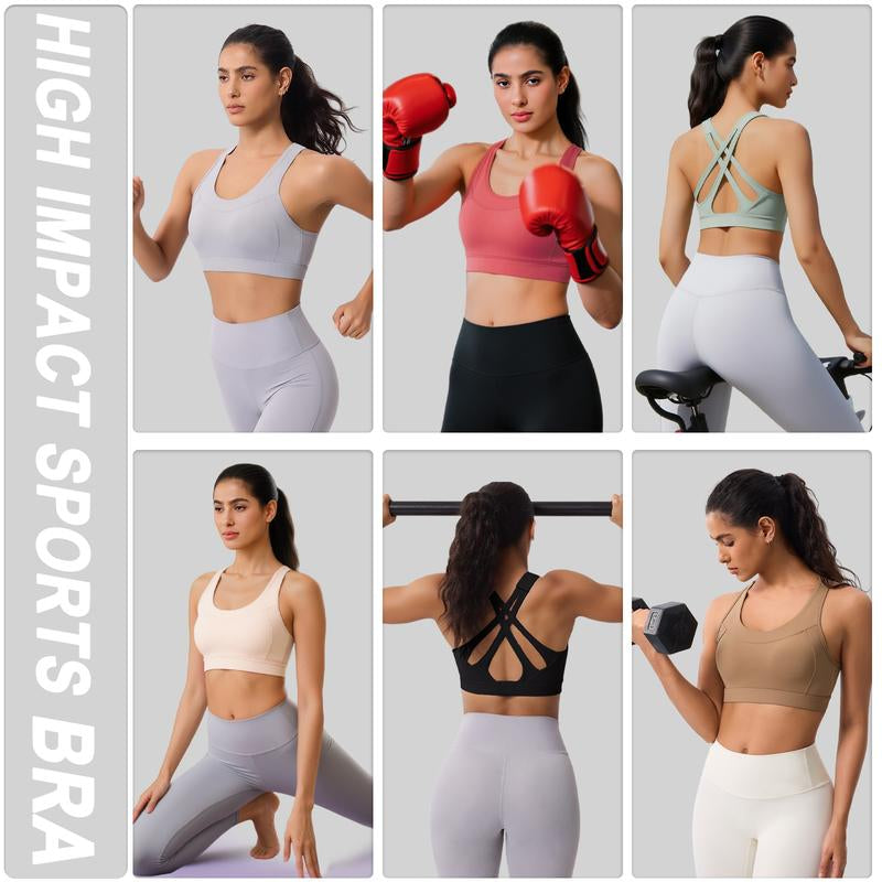 High Impact Sports Bra for Women โ High Support Molded Cups, Adjustable Straps & Back Closure, Cross, Workout & Running Bra