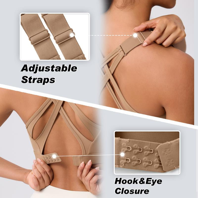 High Impact Sports Bra for Women โ High Support Molded Cups, Adjustable Straps & Back Closure, Cross, Workout & Running Bra