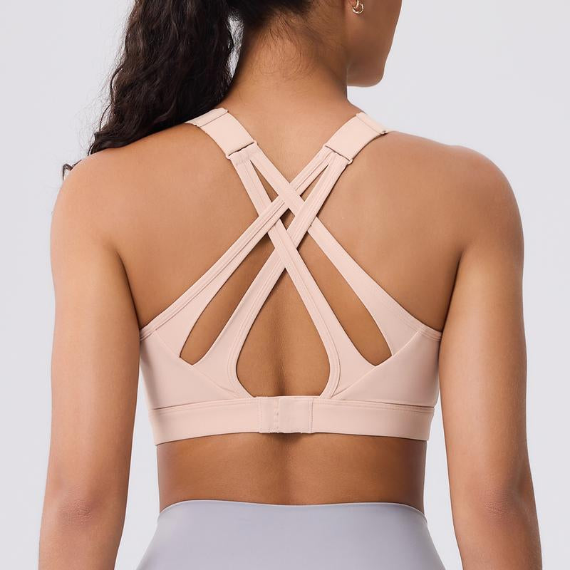 High Impact Sports Bra for Women โ High Support Molded Cups, Adjustable Straps & Back Closure, Cross, Workout & Running Bra