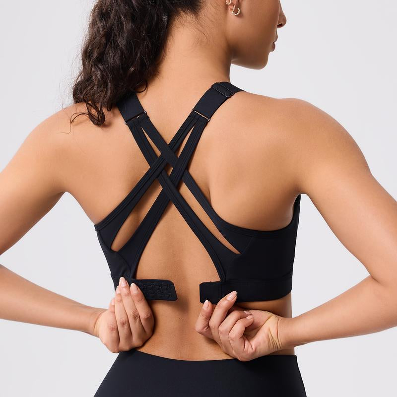High Impact Sports Bra for Women โ High Support Molded Cups, Adjustable Straps & Back Closure, Cross, Workout & Running Bra