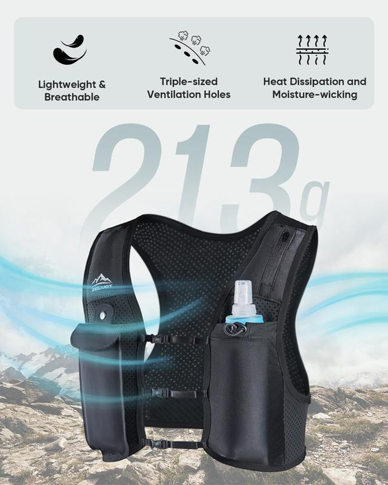Unisex Lightweight Running Vest with Storage Pockets and Hydration Bladder Breathable Adjustable for Runners Cyclists Walking Exercise Men&Women Sport