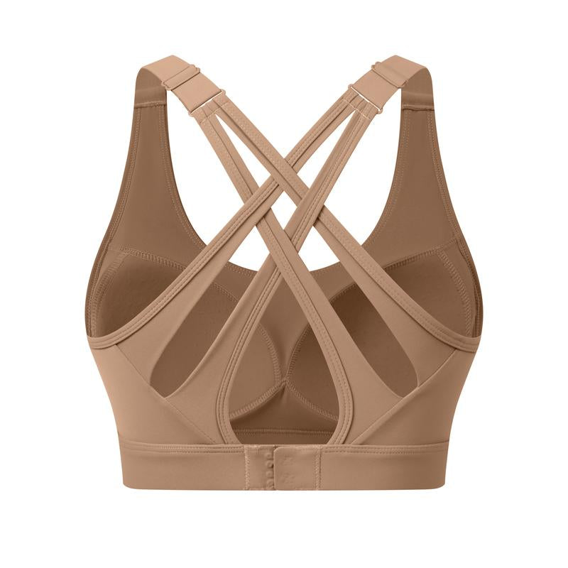 High Impact Sports Bra for Women โ High Support Molded Cups, Adjustable Straps & Back Closure, Cross, Workout & Running Bra