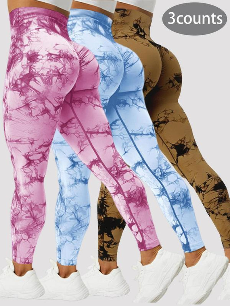 Women'S Tie Dye Print Scrunch Sports Leggings, Sport High Waist Seamless Skinny Pants, Women Sport & Outdoor Clothing for Summer, Gym Clothes, Workout Clothes Women, Yoga Pants