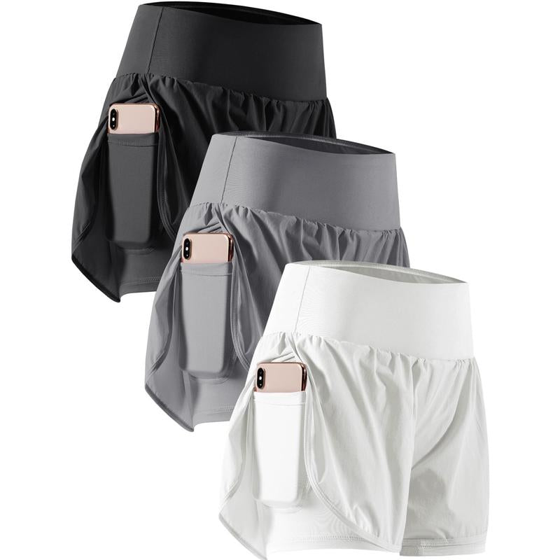 CADMUS Outdoorfun 2 in 1 Women'S Workout Shorts Athletic Gym Running Shorts for Women Sport Pro Shorts with Phone Pockets Quick Dry Comfortable