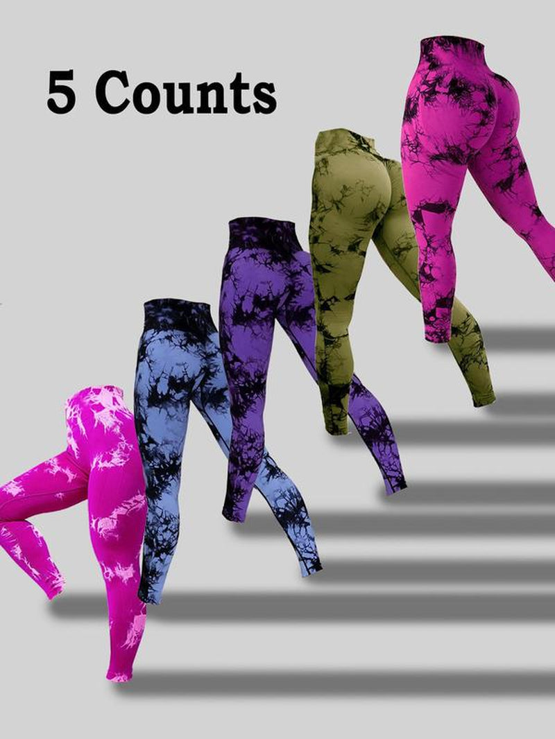 Women'S Tie Dye Print Scrunch Sports Leggings, Sport High Waist Seamless Skinny Pants, Women Sport & Outdoor Clothing for Summer, Gym Clothes, Workout Clothes Women, Yoga Pants