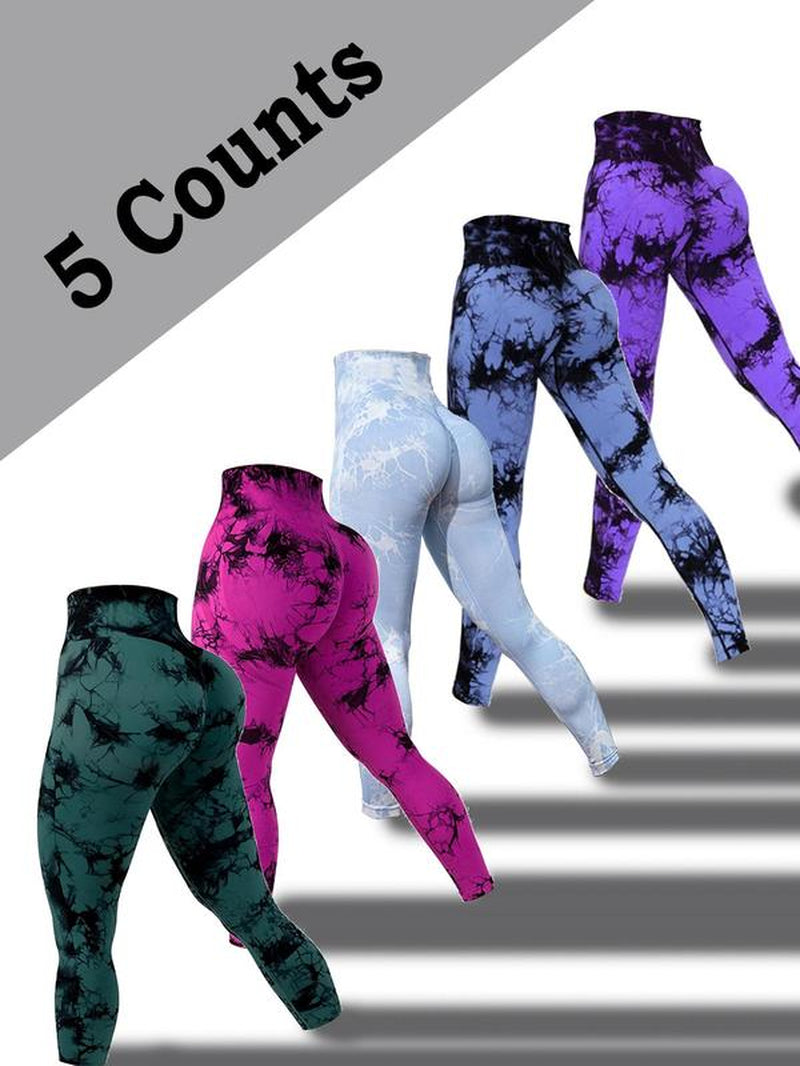 Women'S Tie Dye Print Scrunch Sports Leggings, Sport High Waist Seamless Skinny Pants, Women Sport & Outdoor Clothing for Summer, Gym Clothes, Workout Clothes Women, Yoga Pants