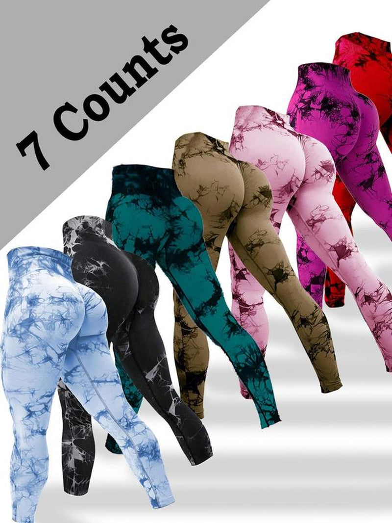 Women'S Tie Dye Print Scrunch Sports Leggings, Sport High Waist Seamless Skinny Pants, Women Sport & Outdoor Clothing for Summer, Gym Clothes, Workout Clothes Women, Yoga Pants