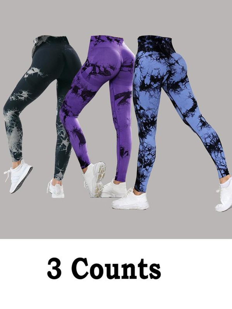 Women'S Tie Dye Print Scrunch Sports Leggings, Sport High Waist Seamless Skinny Pants, Women Sport & Outdoor Clothing for Summer, Gym Clothes, Workout Clothes Women, Yoga Pants