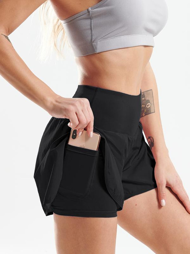 CADMUS Outdoorfun 2 in 1 Women'S Workout Shorts Athletic Gym Running Shorts for Women Sport Pro Shorts with Phone Pockets Quick Dry Comfortable