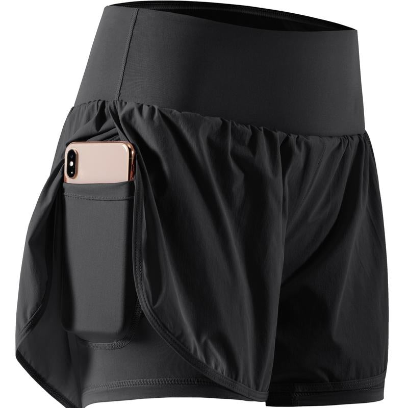 CADMUS Outdoorfun 2 in 1 Women'S Workout Shorts Athletic Gym Running Shorts for Women Sport Pro Shorts with Phone Pockets Quick Dry Comfortable