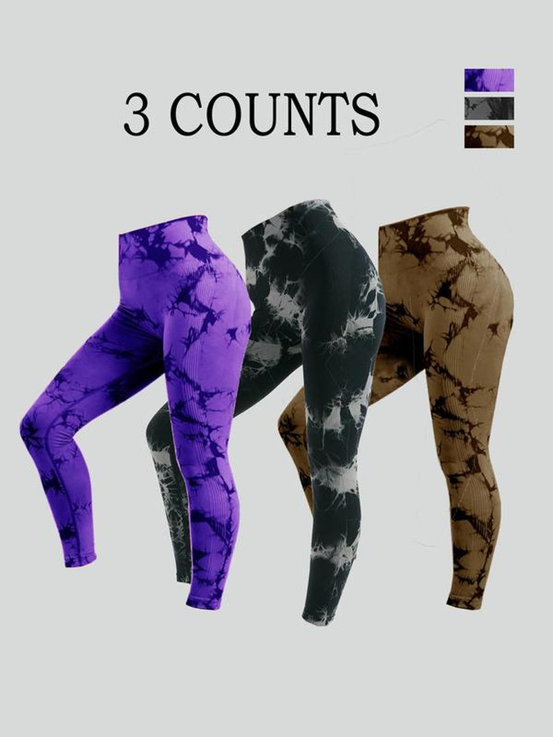 Women'S Tie Dye Print Scrunch Sports Leggings, Sport High Waist Seamless Skinny Pants, Women Sport & Outdoor Clothing for Summer, Gym Clothes, Workout Clothes Women, Yoga Pants