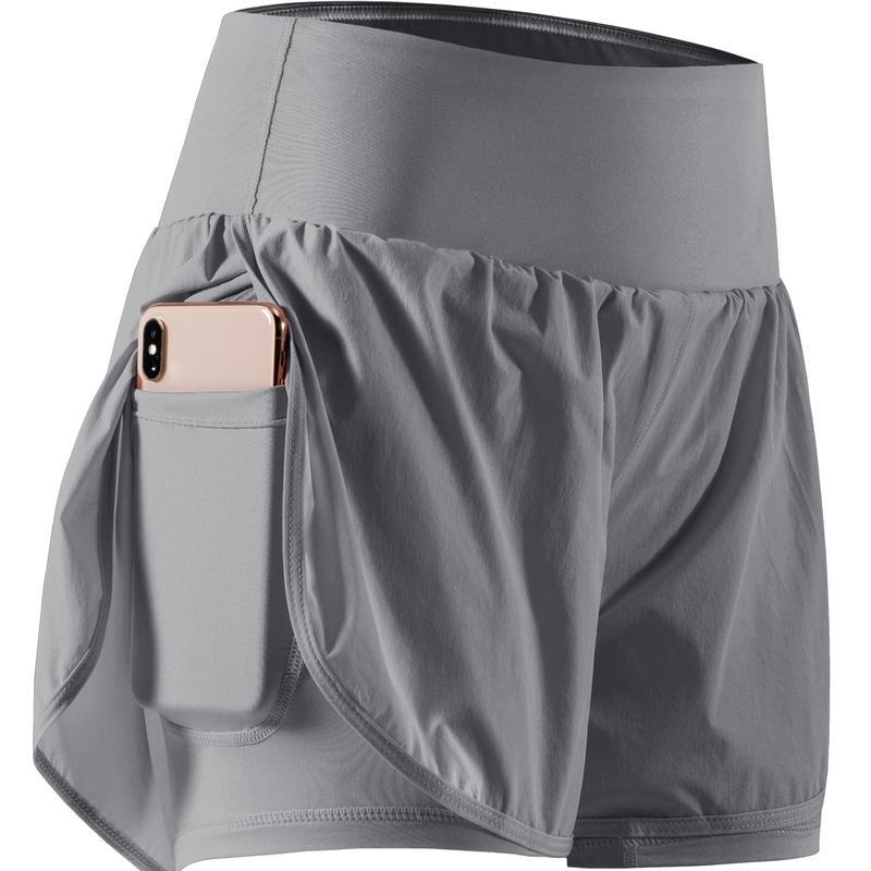 CADMUS Outdoorfun 2 in 1 Women'S Workout Shorts Athletic Gym Running Shorts for Women Sport Pro Shorts with Phone Pockets Quick Dry Comfortable