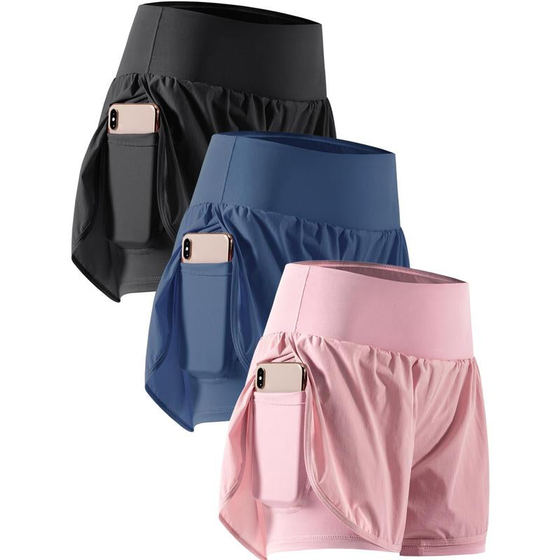 CADMUS Outdoorfun 2 in 1 Women'S Workout Shorts Athletic Gym Running Shorts for Women Sport Pro Shorts with Phone Pockets Quick Dry Comfortable